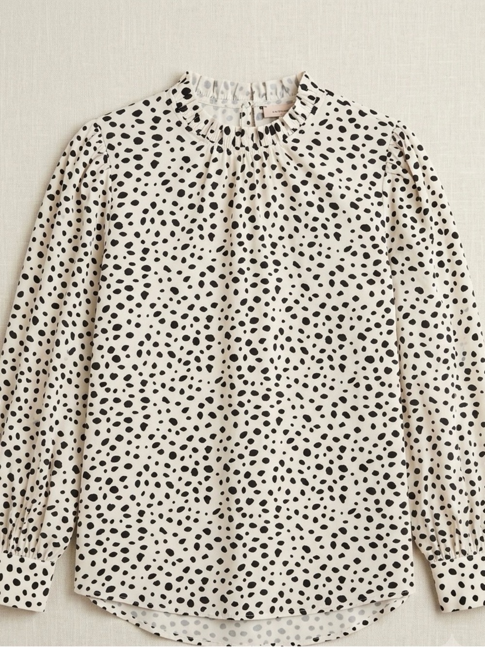 Cream Polka Dot Work Blouse-NWT